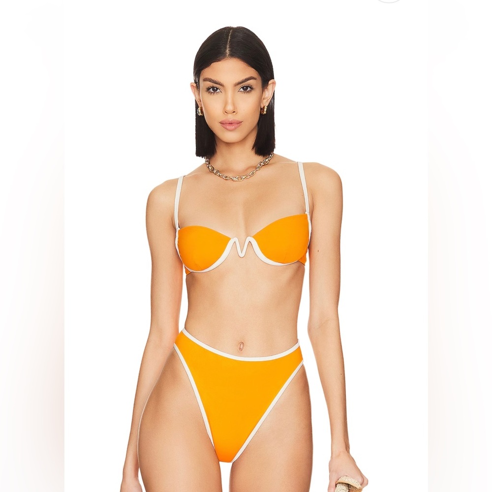 NWT L*SPACE Nico Bikini Top AND bottom in Mango & Cream - S